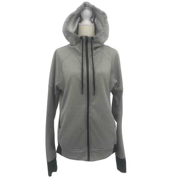 Adidas Men's Zip Up Hooded Sweatshirt M Gray/Black Performance Jacket Pockets - Picture 1 of 14